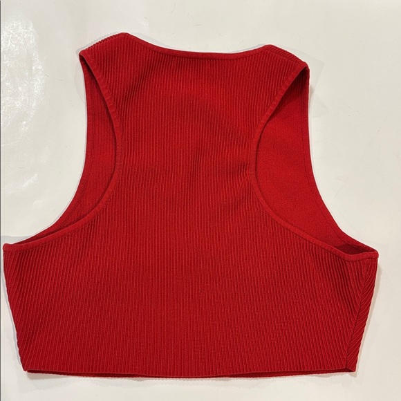 Babaton Sculpt Knit Racer Cropped Tank Ribbed Scarlet Red XL - Picture 5 of 11